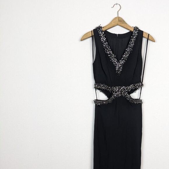 SemSem Dana Black Cut-Out Embellished Gown - Picture 4 of 16